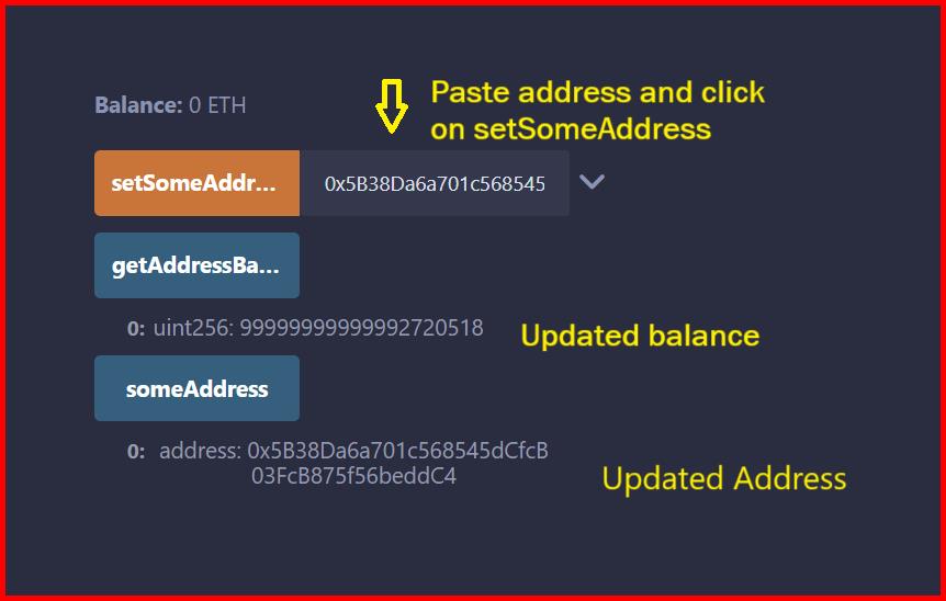 Picture showing the output of address data type in solidity